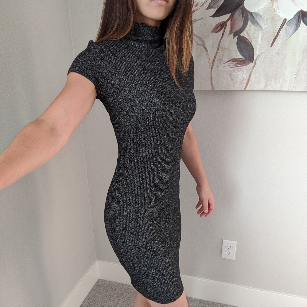 Marled Grey Knit Sweater Dress